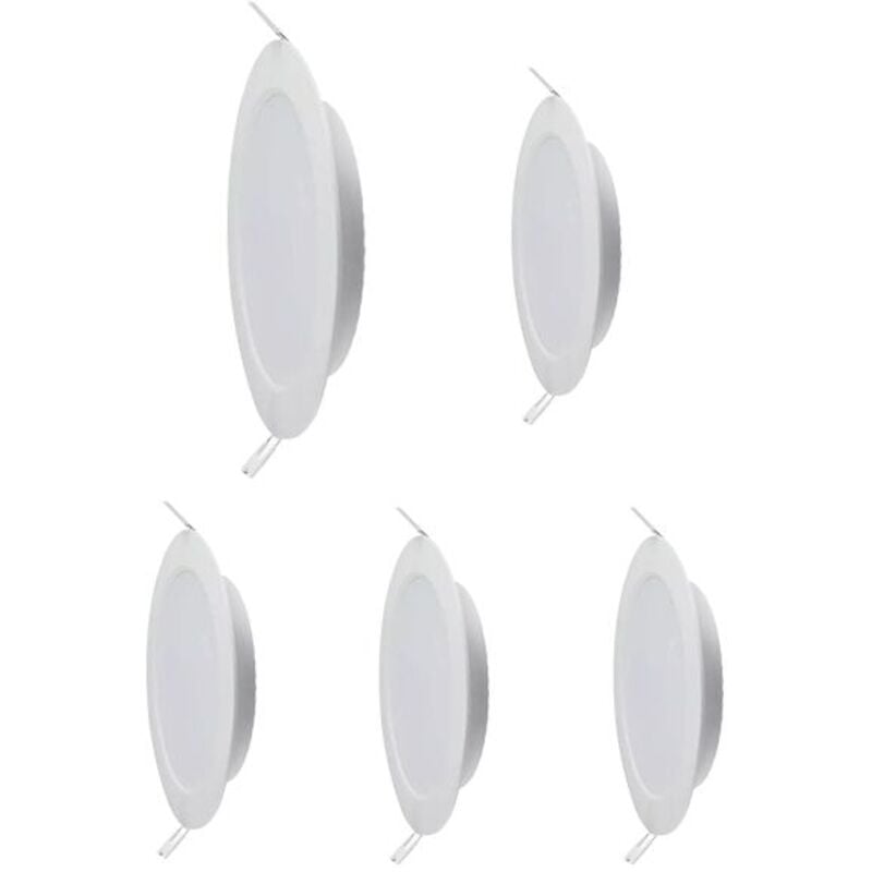 Lot de 5 Spots led Encastrables Extra-plat D205 18W Rond Blanc Avec Transfo V-tac VT-61018 - 360° - Blanc neutre - 4000K