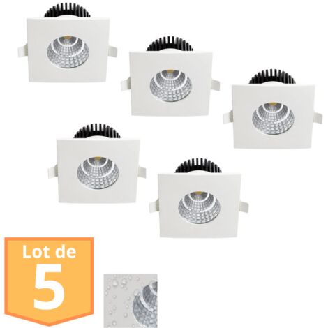 Lot de 5 spots LED étanches IP65 6W carré – Transformateur multi tensions 100-240V – Angle de faisceau 21° – Économie d'énergie – Horoz Electric