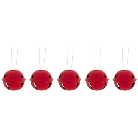 Lot de 5 sujets grelots métal D.5cm rouge - Atmosphera créateur d'intérieur