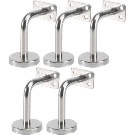 Lot de 5 Support Main Courante Inox - Murale Supports de Main Courante pour Escalier Exterieur Intérieur, Rampe Escalier Bois, Rail D'escalier (6x8x5cm/2.7x3.1x2.0in)