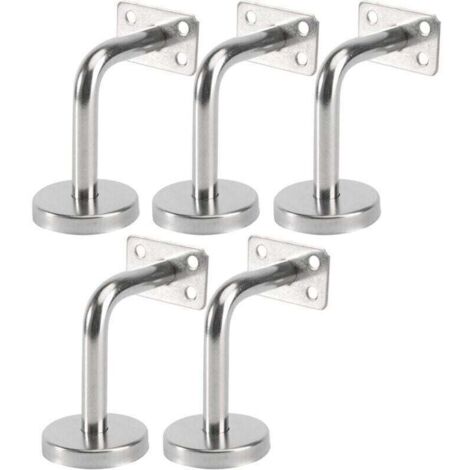 Lot de 5 Support Main Courante Inox - Murale Supports de Main Courante pour Escalier Exterieur Intérieur, Rampe Escalier Bois, Rail D'escalier (6x8x5cm/2.7x3.1x2.0in)