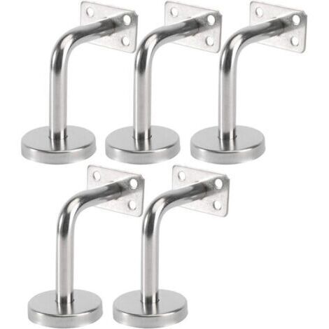 Lot de 5 Support Main Courante Inox - Murale Supports de Main Courante pour Escalier Exterieur Intérieur, Rampe Escalier Bois, Rail D'escalier (6x8x5cm/2.7x3.1x2.0in)