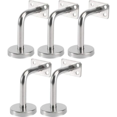 Lot de 5 Support Main Courante Inox - Murale Supports de Main Courante pour Escalier Exterieur Intérieur, Rampe Escalier Bois, Rail D'escalier (6x8x5cm/2.7x3.1x2.0in)