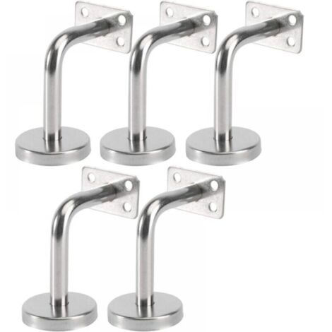Lot de 5 Support Main Courante Inox - Murale Supports de Main Courante pour Escalier Exterieur Intérieur, Rampe Escalier Bois, Rail D'escalier (6x8x5cm/2.7x3.1x2.0in)Sans vis