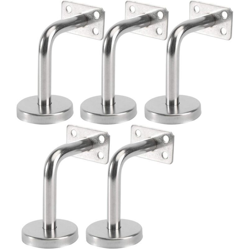 Lot de 5 Support Main Courante Inox - Murale Supports de Main Courante pour Escalier Exterieur Intérieur, Rampe Escalier Bois, Rail D'escalier