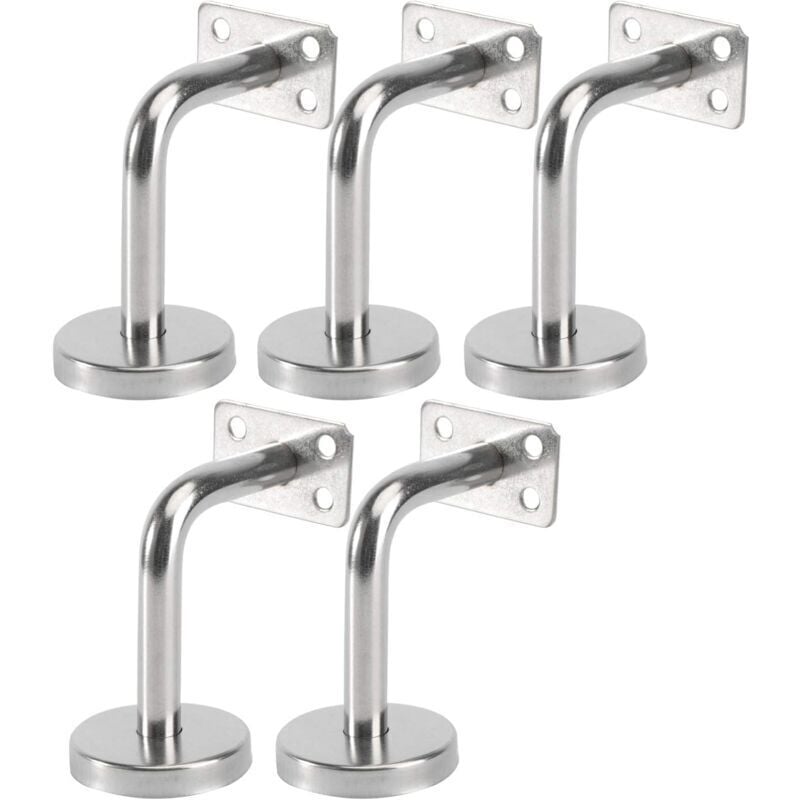 Lot de 5 Support Main Courante Inox - Murale Supports de Main Courante pour Escalier Exterieur Intérieur, Rampe Escalier Bois, Rail D'escalier