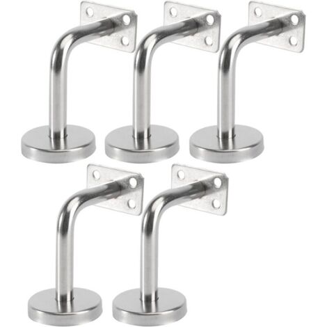 Lot de 5 supports de rampe d'escalier en acier inoxydable pour rampe murale 6 x 8 x 5 cm