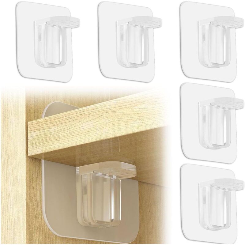 Lot de 5 supports d'étagère autocollants en acrylique et résine solides et élégants pour meubles, armoires, placards, bibliothèques