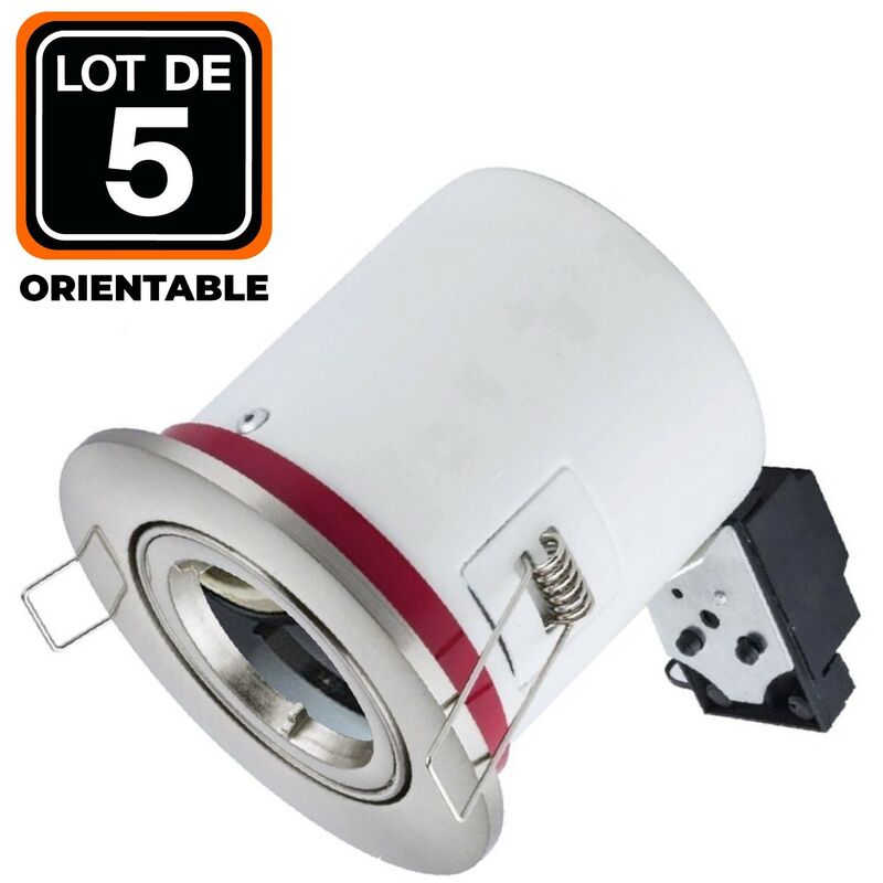 

Lot de 5 Supports Spot BBC Orientable INOX IP20 avec Douille GU10