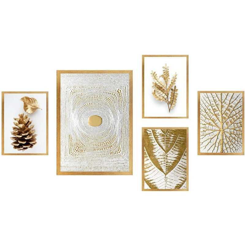 Collection de Cinq Cadres Décoratifs en mdf, Design Artistique, Pour Salon de Thé ou Bureau Créatif