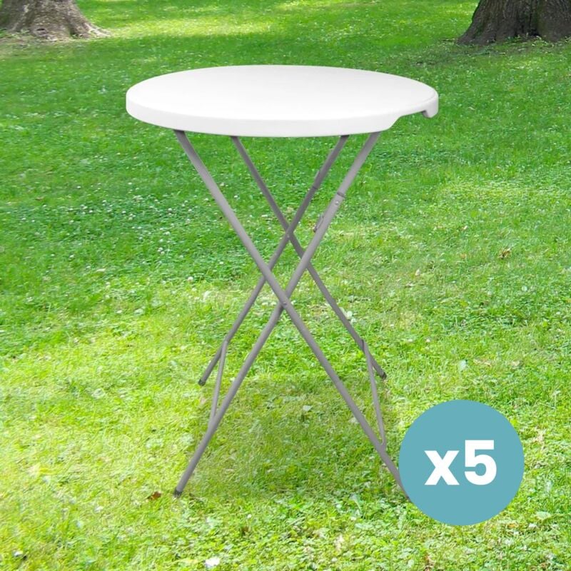Skylantern - Lot de 5 Tables Hautes Mange Debout Pliante Grand Plateau 80 cm - Hauteur 1,10M - Table Pliante Mange Debout Grande Capacité idéal pour