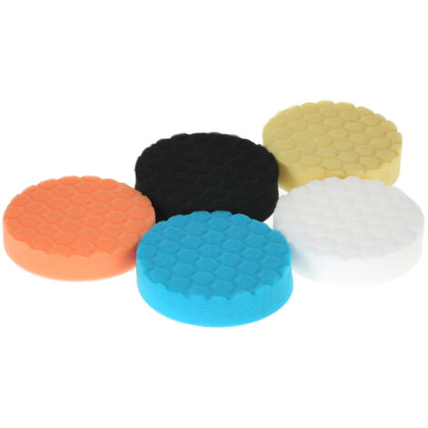 Lot de 5 Tampons de Polissage Auto, Éponges Professionnelles 3-7″, Différentes Duretés, Pour Rayures, Oxydation, Lustrage – Set Complet