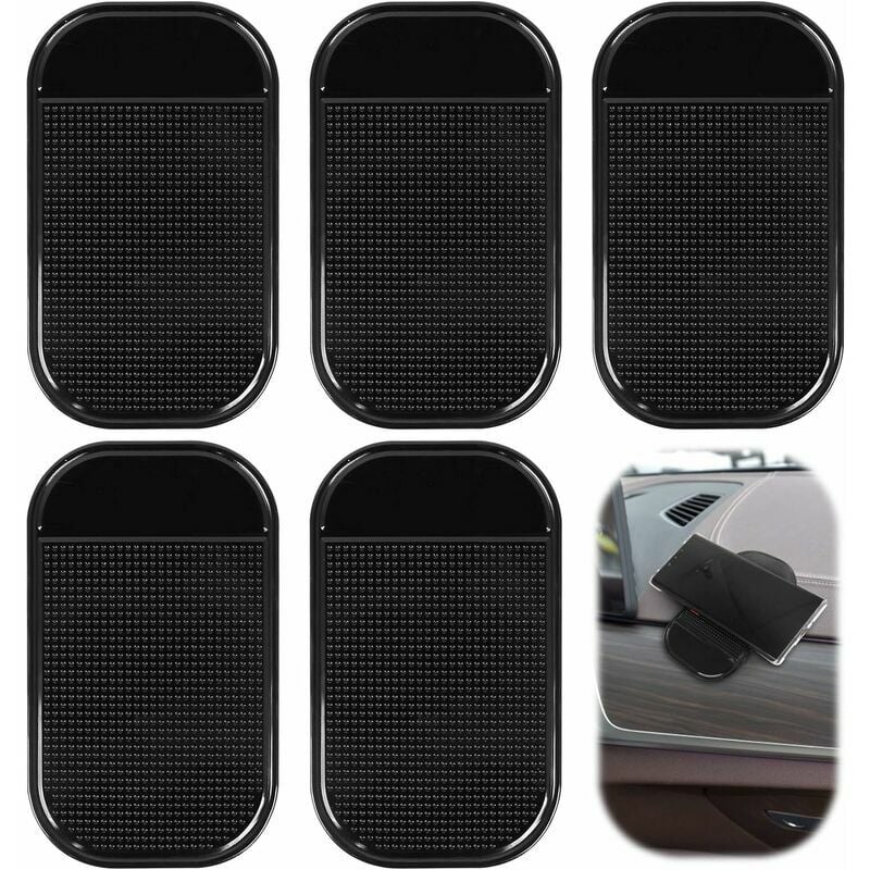Lot de 5 tapis anti-dérapant pour téléphone portable, tapis anti-dérapant avec tapis adhésif adhésif fort pvc tableau de bord tablette tapis adhésif