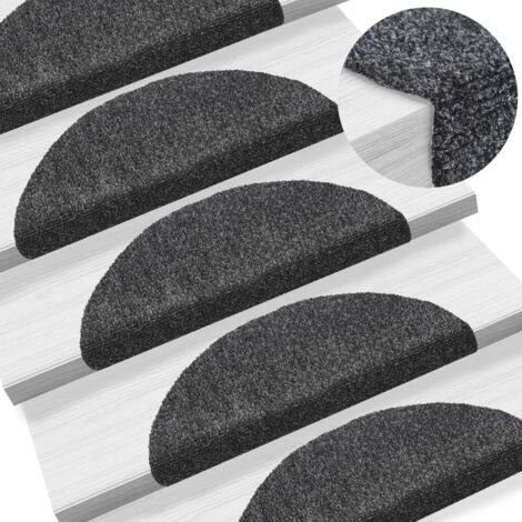 Lot de 5 Tapis d'escalier autoadhésifs Tapis de marche  Marchette Escalier Gris foncé 56x17x3 cm 89160