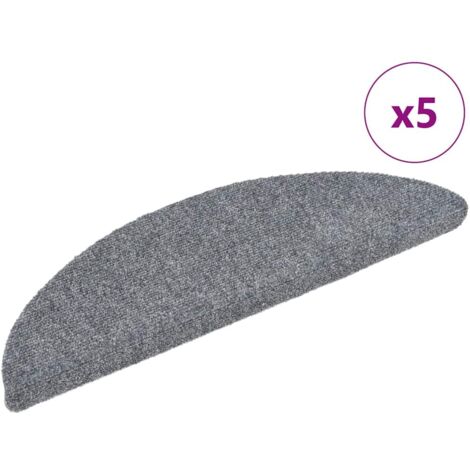 Lot de 5 Tapis d'escalier autoadhésifs - Tapis de marche pour Enfants, Aînés et Animaux Gris clair 56x17x3 cm BV413322 - BonneVie