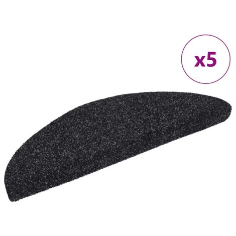 Lot de 5 Tapis d'escalier autoadhésifs - Tapis de marche pour Enfants, Aînés et Animaux Noir 56x17x3 cm Aiguilleté BV966784 - BonneVie