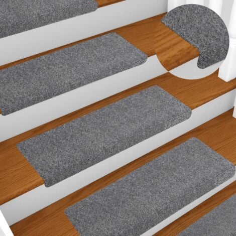 Lot de 5 Tapis d'escalier Tapis de marche  Marchette Escalier Gris 65x25 cm Aiguilleté 60432