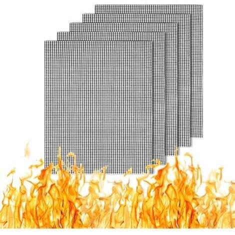 Lot de 5 tapis en maille pour barbecue, 33 x 40 cm, antiadhésifs, réutilisables, adaptés aux barbecues au charbon, au gaz et électriques, l'accessoire de cuisson parfait pour le barbecue.