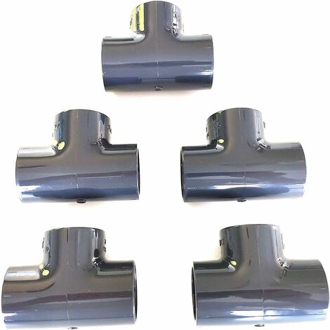 Lot de 5 Té PVC Pression – U 90° / 32mm intérieur F/F/F PN16 / Manchon 32 mm pour Piscine et arrosage/Tés égaux