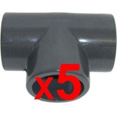 Lot de 5 Tés à coller Pvc pression diam. 63