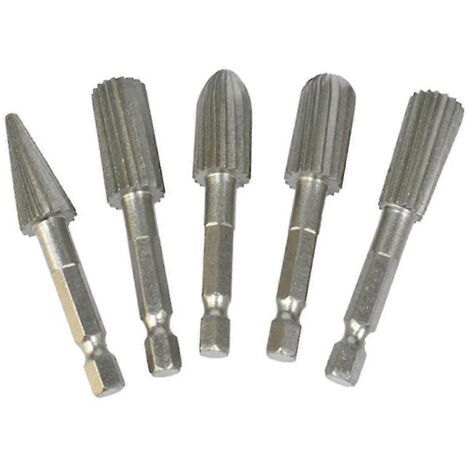 Lot de 5 têtes de meulage électriques à poignée hexagonale, lime rotative en acier rapide pour le travail du bois, plaque de titane