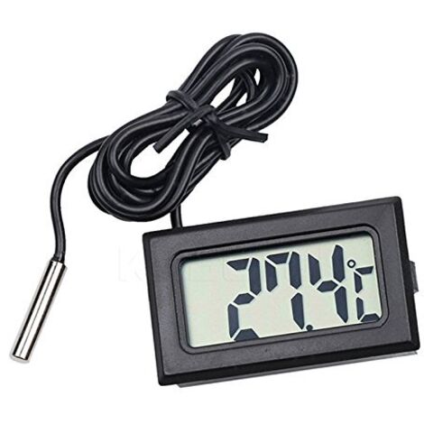 Lot de 5 thermomètres numériques LCD, 1 mètre noir avec sonde, peuvent mesurer la température, adaptés au réfrigérateur, à l'eau, etc.