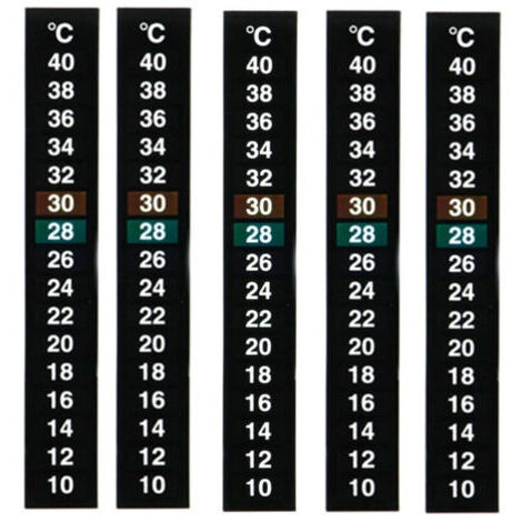 Lot de 5 thermomètres pour aquarium, autocollants pour thermomètre, récipient en verre, test de température de l'eau à 10 et 40 degrés Celsius