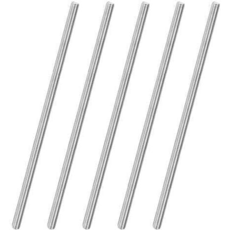 Lot de 5 tiges entièrement filetées, M10 x 300 mm, filetage à droite en acier inoxydable 304, pour boulons d'ancrage/pinces/étriers de fixation de meubles, vis à filetage métrique