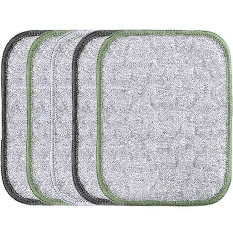Lot de 5 torchons en fil métallique anti-rayures, chiffon de nettoyage à double usage, extérieur texturé solide, design sûr pour usage sec et humide, pour ustensiles de cuisine, grill, four, évier, 16