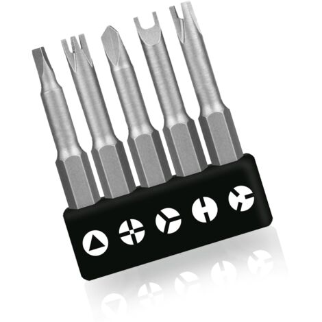 Lot de 5 tournevis spéciaux en forme de U de 50 mm, en forme de Y, pour intérieur, à trois pointes, pour perceuse