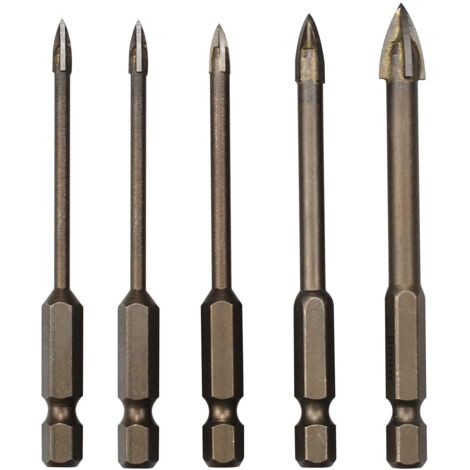 Lot de 5 Triangle Foret Set, Forets pour Carrelage en Carbur, Outil de Forage Universel Efficace Verre, Carrelage, (3/4/5/6/8mm)