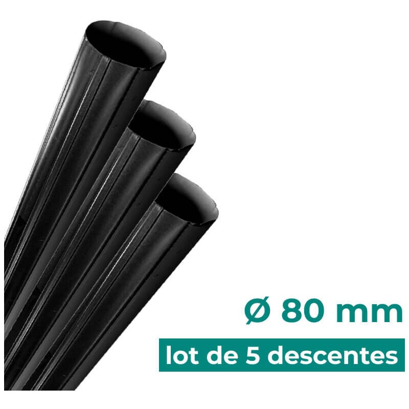 Lot de 5 tuyaux de descente 3m en alu diamètre 80mm - NG18 - ALUHOME
