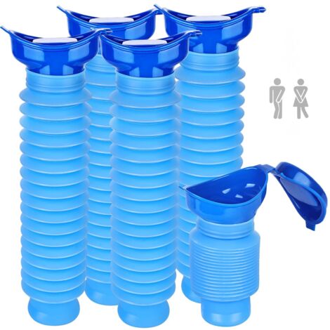 Lot de 5 urinoirs rétractables, 750 ml, urinoir d'urgence, réutilisables, pot urinoir portable, toilettes mobiles d'urgence, toilettes mobiles pour enfants, adultes, embouteillage, camping