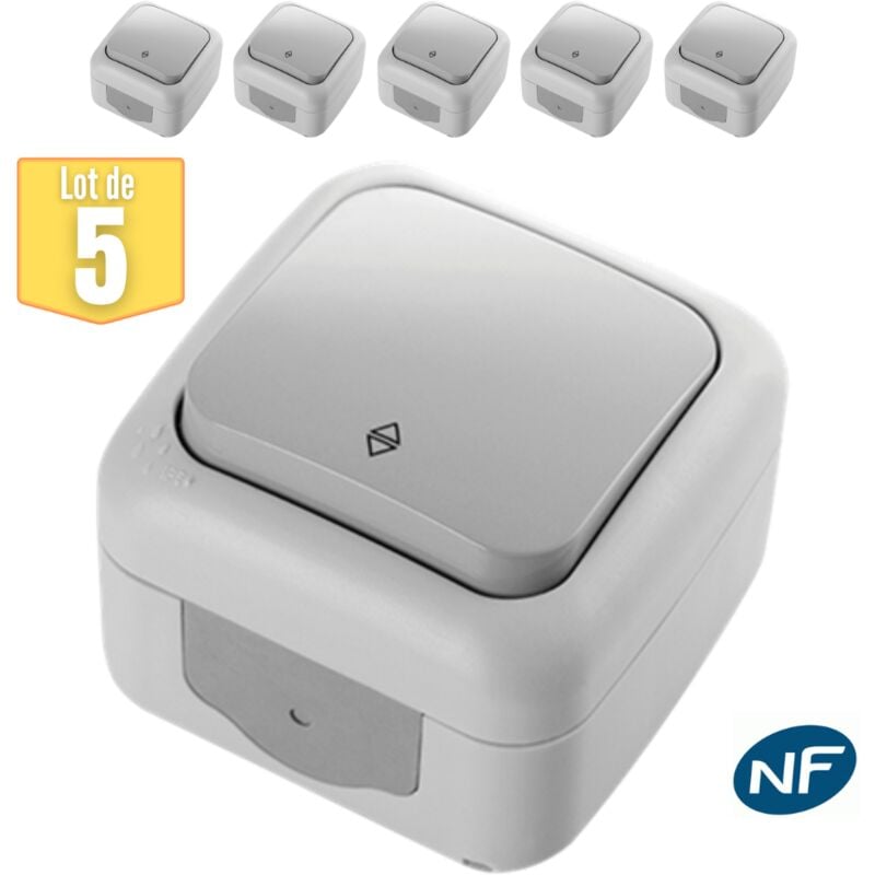 Lot de 5 va et vient étanche IP54 - Viko by Panasonic - Gris - nf