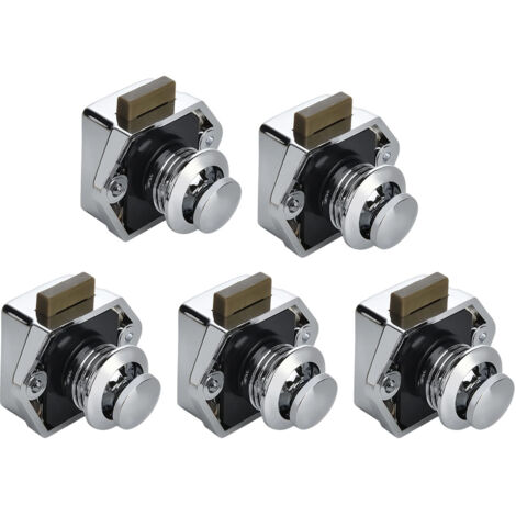 Lot de 5 verrous de camping-car, serrure à bouton poussoir sans clé pour camping-car, yacht, bateau, camping-car, armoire de camping, caravane(argenté)