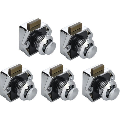 Lot de 5 verrous de camping-car, serrure à bouton poussoir sans clé pour camping-car, yacht, bateau, camping-car, armoire de camping, caravane(argenté)
