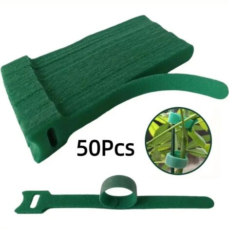 Lot de 50/100 attaches pour plantes réutilisables en nylon antidérapant avec velcro, attaches de jardin réglables pour un maintien sûr des plantes