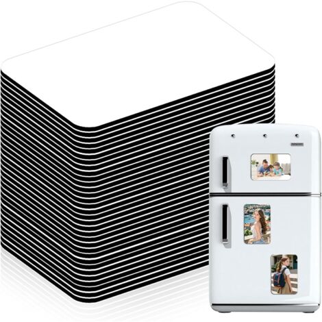Lot de 50 aimants de sublimation - 5,5 cm x 7,5 cm - Aimants décoratifs pour tableau blanc - Aimants de sublimation pour cuisine, bureau, décoration murale