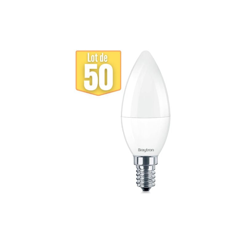 Lot de 50 ampoules led flamme 5W (Eq. 35W) E14 3000K
