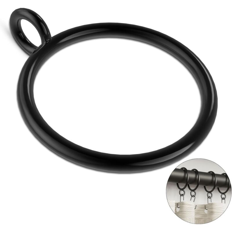 Lot de 50 anneaux de rideaux en métal avec œillets, diamètre intérieur de 1,5 pouce, anneaux de draperie pour tringles à rideaux (convient aux