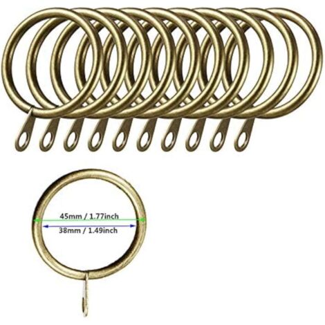 Lot de 50 anneaux en métal pour rideaux et tringles, diamètre intérieur 38 mm (laiton)