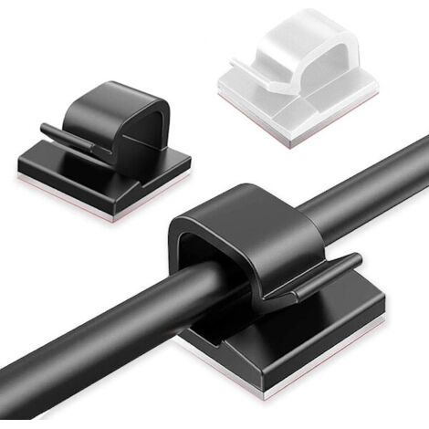 Lot de 50 attaches-câbles autocollantes - Clips de câble, lot de 50-AquaForge