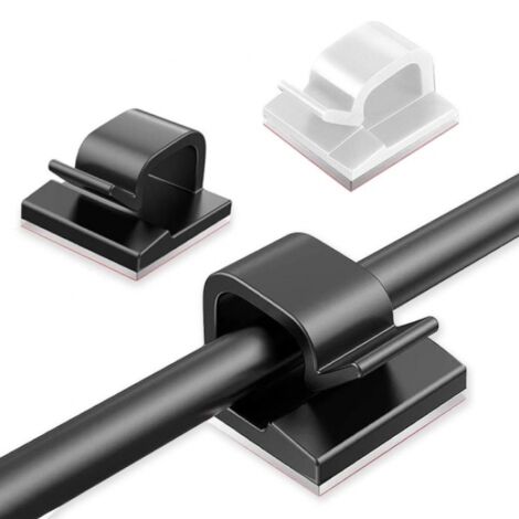 Lot de 50 attaches-câbles autocollantes - Clips de câble noirs-AquaForge