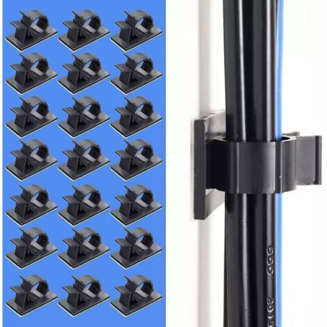 Lot de 50 attaches-câbles noires réglables et auto-adhésives avec adhésif 3M - Organisateur de câbles en nylon de qualité supérieure pour le bureau, l'ordinateur, la voiture et la maison-AquaForge