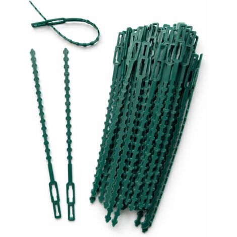 Lot De 50 Attaches De Plantes Réglables 17cm Vert Foncé Pour Tuteurs Et Potager