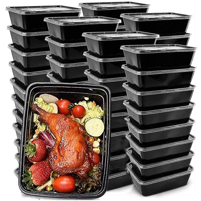 Fei Yu - Lot de 50 boîtes de préparation de repas réutilisables à emporter Boîtes à bento en plastique Stockage des aliments Déjeuner