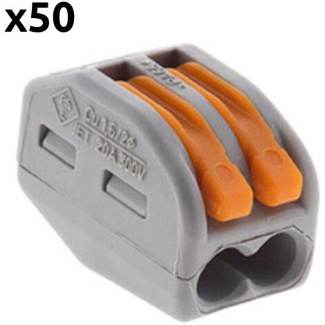 Lot de 50 bornes automatiques à cliquet S222 - 2 entrées - fils rigides et souples 4mm² max - Orange - Wago