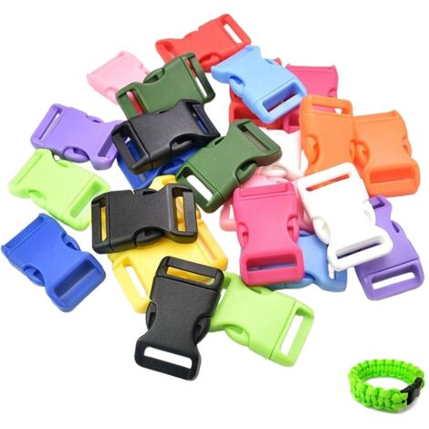 Lot de 50 boucles et fermoirs en plastique, fermeture à clic et boucle enfichable, accessoires paracorde, bracelet en paracorde, sangles de sac à dos, bracelets, licol pour chien, corde de parapluie