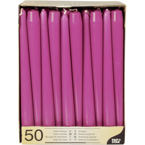 LOT DE 50 BOUGIES DE CHANDELIER - DIAMÈTRE : 2,2 CM - 25 CM - FUCHSIA PAPSTAR 81765