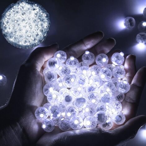 Lot de 50 Boules LED - Mini Lanternes Blanches - Étanches Piles Incluses - Décoration Noël Mariage Fête
